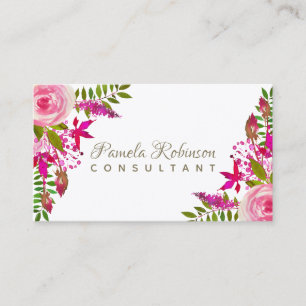 Elegant Floral Waterverf Visitekaartje