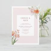 Elegant Floral Waterverf Wedding Invitation Kaart (Staand voorkant)