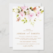 Elegant Floral Waterverf Wedding Invitation Kaart (Voorkant)