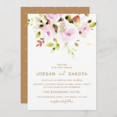 Elegant Floral Waterverf Wedding Invitation Kaart (Voorkant / Achterkant)