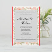 Elegant Floral Waterverf Wedding Invitation Kaart (Staand voorkant)