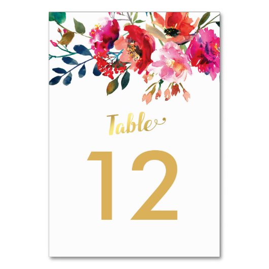 Elegant Floral Waterverf White Gold Table Numbers Kaart (Achterkant)