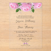 Elegant Floral Wedding Acryl Uitnodigingen (Voorkant)