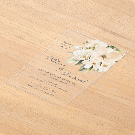 Elegant Floral Wedding Acrylic Invitation (Poser)