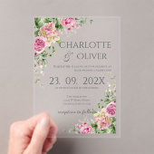 Elegant Floral Wedding Acrylic Invitation (In situ (ordinateur de poche))