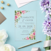 Elegant Floral Wedding Acrylic Invitation (Insitu (Mariage))