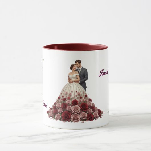 Elegant Floral Wedding Couple Coffee Mug Mok (Midden)