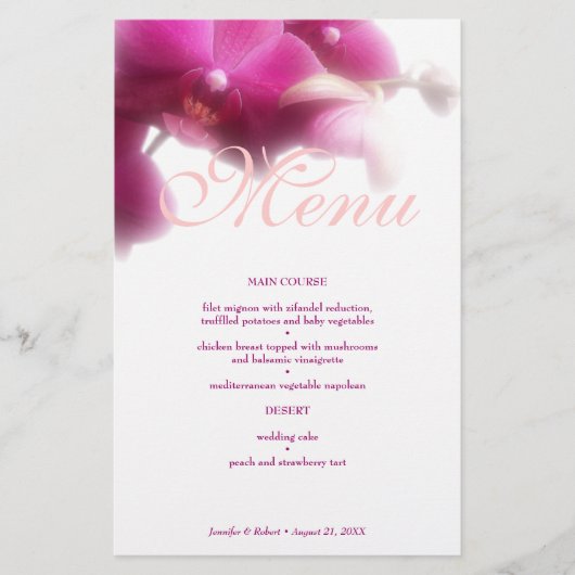 Elegant Floral Wedding Dinner Menu Kaart (Voorkant)