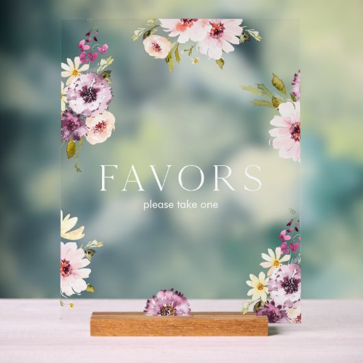 Elegant Floral Wedding Favor Sign Acryl Bord (Neutraal)