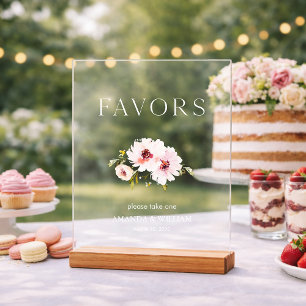 Elegant Floral Wedding Favor Sign Acryl Bord