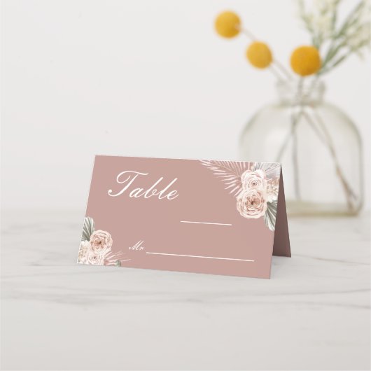 Elegant Floral Wedding Folded Place Card (Voorkant)