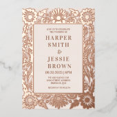 Elegant Floral Wedding Folie Uitnodiging (Voorkant)