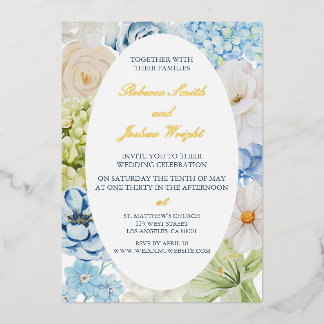 Elegant Floral Wedding Folie Uitnodiging