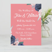 Elegant Floral Wedding Inture Kaart (Staand voorkant)