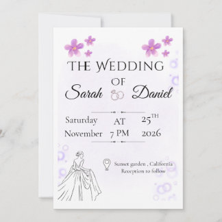 Elegant Floral Wedding Invitaion Invitation Kaart