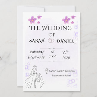 Elegant Floral Wedding Invitaion Kaart