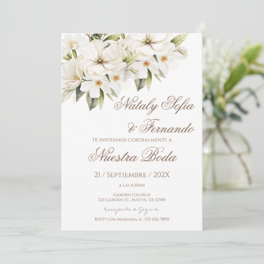 Elegant Floral Wedding Invitation (Debout devant)