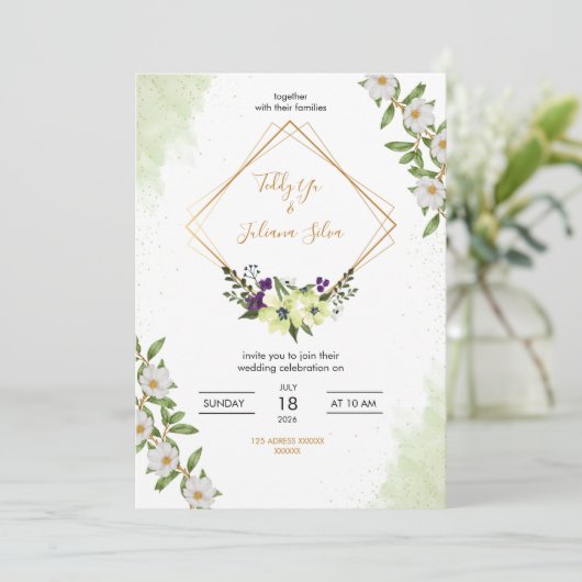 Elegant Floral Wedding Invitation (Debout devant)