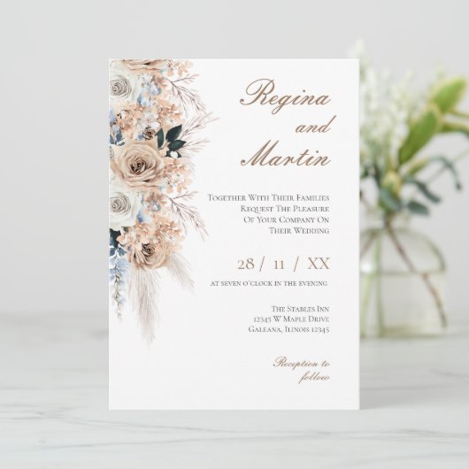 Elegant Floral Wedding Invitation (Debout devant)