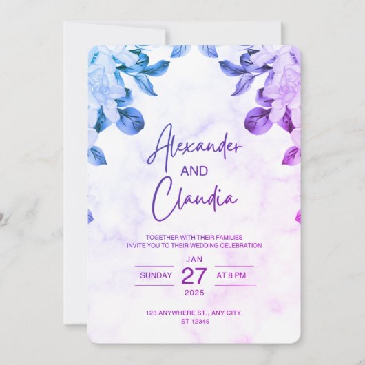 Elegant  Floral Wedding Invitation  (Devant)