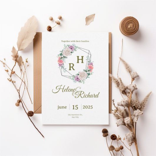 Elegant Floral Wedding Invitation 