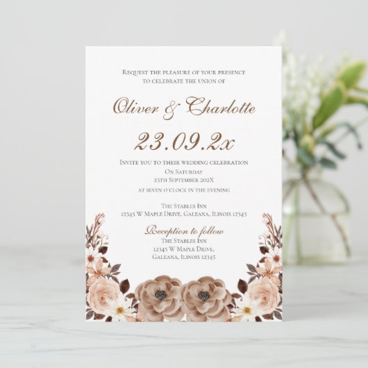 Elegant Floral Wedding Invitation (Debout devant)
