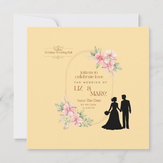 Elegant Floral Wedding Invitation Bedankkaart (Voorkant)