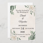 Elegant Floral Wedding Invitation Card (Devant / Derrière)