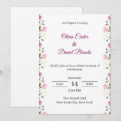 Elegant Floral Wedding Invitation Card (Devant / Derrière)