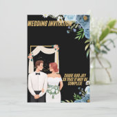 Elegant Floral Wedding Invitation Card (Debout devant)