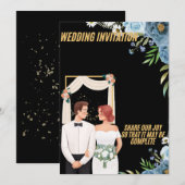 Elegant Floral Wedding Invitation Card (Devant / Derrière)