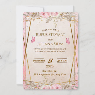 Elegant Floral Wedding Invitation Card