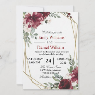 Elegant Floral Wedding Invitation Card Kaart