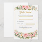 Elegant Floral Wedding Invitation Card Template (Devant / Derrière)