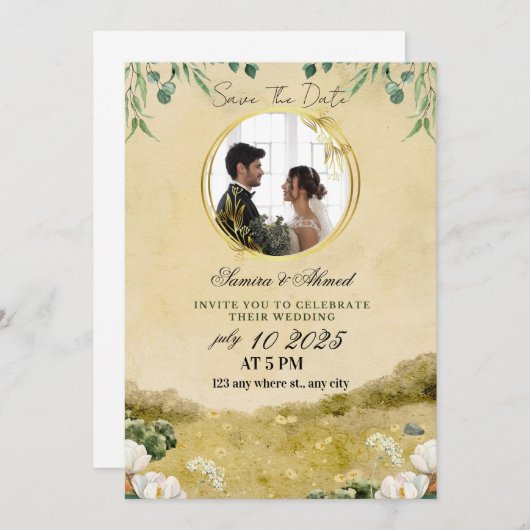 Elegant Floral Wedding Invitation | Classic & Mod (Devant / Derrière)
