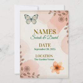 Elegant Floral Wedding Invitation Customizable. Kaart