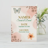 Elegant Floral Wedding Invitation Customizable. Kaart (Staand voorkant)