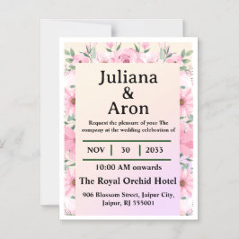 Elegant Floral Wedding Invitation | Editable  Magnetische Uitnodiging