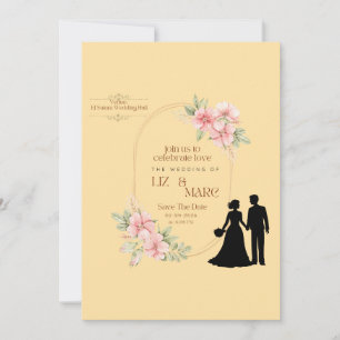 Elegant Floral Wedding Invitation Feestdagenkaart
