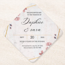 Elegant Floral Wedding Invitation – Geometric Gold