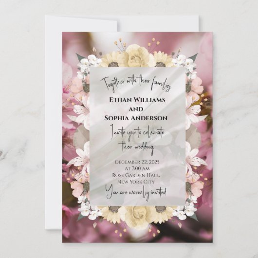 Elegant Floral Wedding Invitation Kaart (Voorkant)