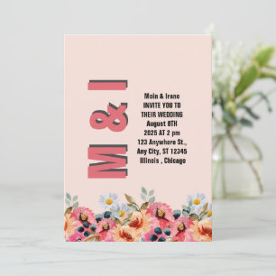 Elegant Floral Wedding Invitation Kaart