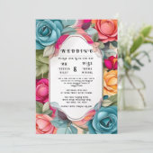 Elegant Floral Wedding Invitation Kaart (Staand voorkant)