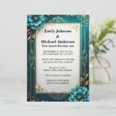 Elegant Floral Wedding Invitation Kaart (Staand voorkant)