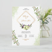 Elegant Floral Wedding Invitation Kaart (Staand voorkant)