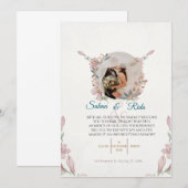 Elegant Floral Wedding Invitation Kaart (Voorkant / Achterkant)