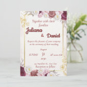 Elegant Floral Wedding Invitation Kaart (Staand voorkant)