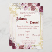 Elegant Floral Wedding Invitation Kaart (Voorkant / Achterkant)
