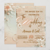 Elegant Floral Wedding Invitation Kaart (Voorkant / Achterkant)