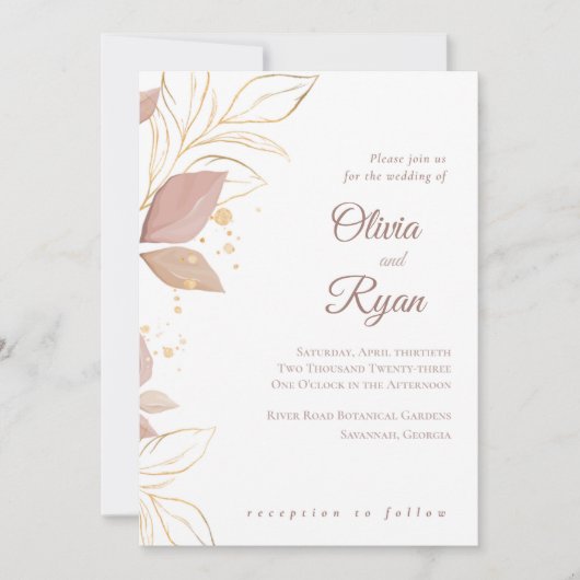 Elegant Floral Wedding Invitation Kaart (Voorkant)